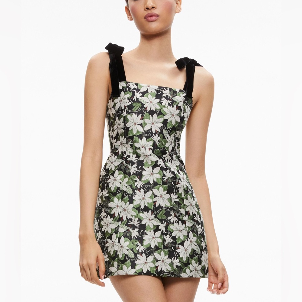 Alice + Olivia - Maryann Tie Shoulder Dress in Moonlights Floral